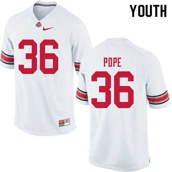Ohio State Buckeyes #36 K'Vaughan Pope Youth College Jersey White OSU57588